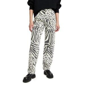 MOTHER High Waisted ZEBRA Jeans Curbside Heel Animal Tracks Black White 32 NWT